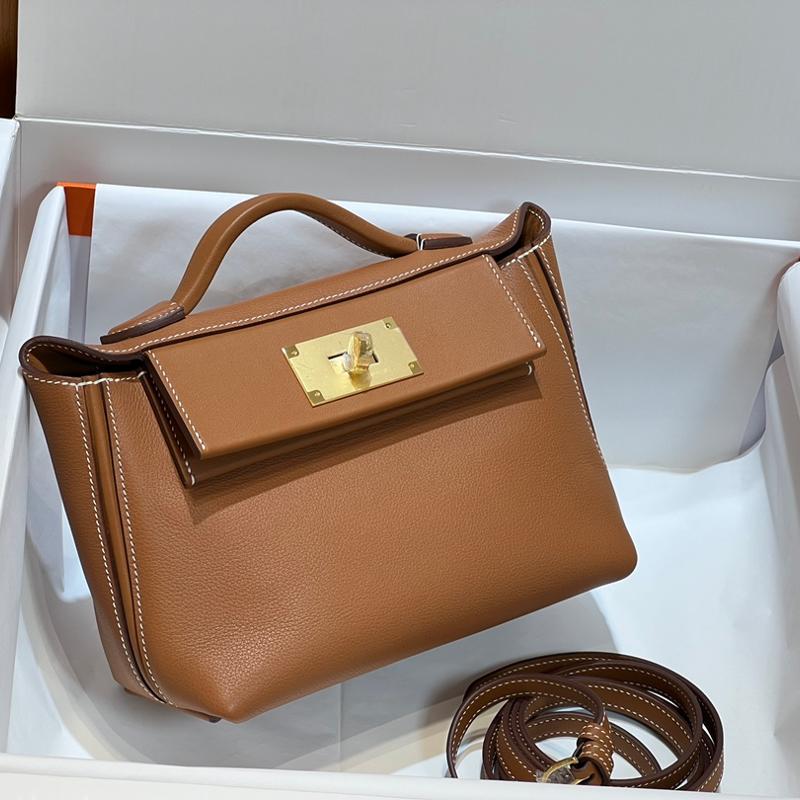 Hermes Kelly 2424-21EV Pin SW Gold Brown Gold Buckle